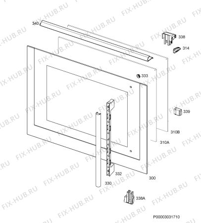 Взрыв-схема плиты (духовки) Aeg Electrolux BE7714000M - Схема узла Door