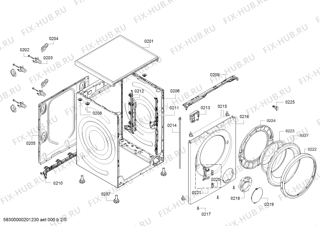 Взрыв-схема стиральной машины Bosch WAT28481ME - Схема узла 02