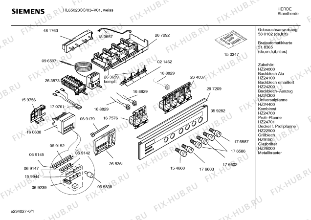 Схема №1 HL65023CC с изображением Инструкция по эксплуатации для электропечи Siemens 00580182