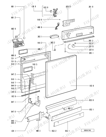 Схема №1 ADP 5240 WH с изображением Панель для посудомоечной машины Whirlpool 481245370891