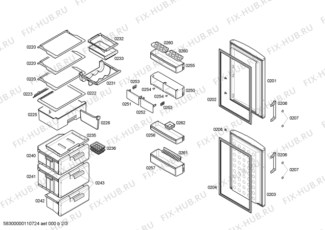 Схема №3 KG34V3F1 с изображением Выдвижной ящик для холодильника Siemens 00475463
