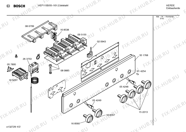 Взрыв-схема плиты (духовки) Bosch HEP115B - Схема узла 02
