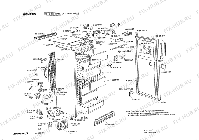 Схема №1 GS314616 с изображением Крышка для холодильной камеры Siemens 00080110