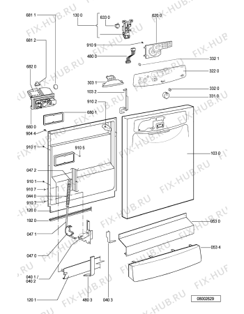 Схема №2 ADP 2554/2 WHM с изображением Панель для посудомойки Whirlpool 481245371986