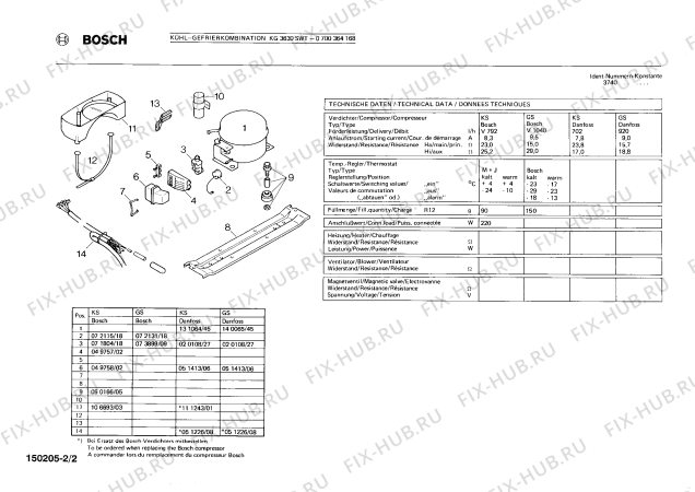 Взрыв-схема холодильника Bosch 0700364168 KG3630SWT - Схема узла 02