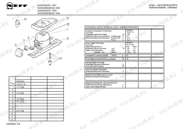 Взрыв-схема холодильника Neff G4353X0GB - Схема узла 03