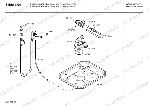 Схема №1 WXLS130ANL SIEMENS Extraklasse XLS130A с изображением Ручка для стиралки Siemens 00482028
