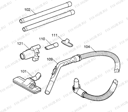 Взрыв-схема пылесоса Tornado ELYPS1110A - Схема узла Accessories