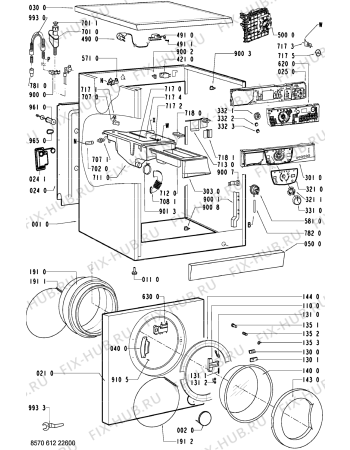 Схема №1 AWM 1200 EX/3 с изображением Обшивка для стиралки Whirlpool 481245214422