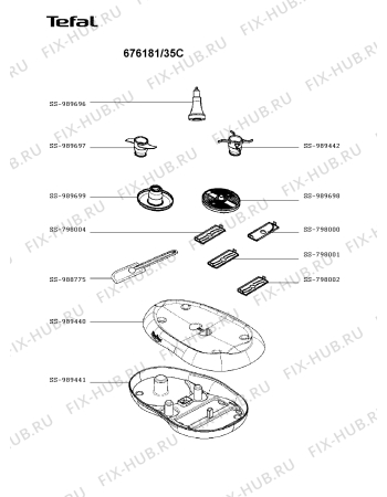 Взрыв-схема кухонного комбайна Tefal 676181/35C - Схема узла AP003521.8P2