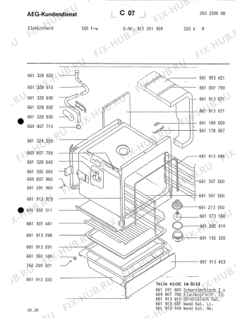 Взрыв-схема плиты (духовки) Aeg 500F-W N - Схема узла Section2