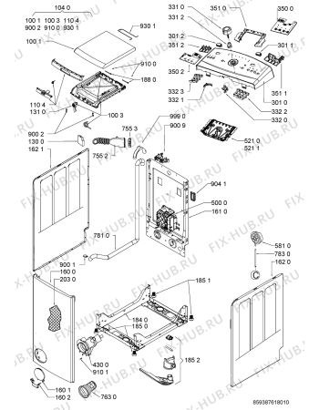 Схема №1 AWE 8761 с изображением Декоративная панель для стиралки Whirlpool 481010415640