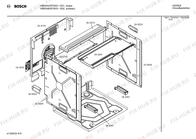 Взрыв-схема плиты (духовки) Bosch HBN546AFN - Схема узла 05