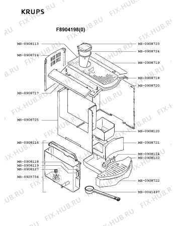 Взрыв-схема кофеварки (кофемашины) Krups F8904198(0) - Схема узла UP001867.8P6