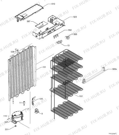 Взрыв-схема холодильника Aeg Electrolux A60300GS1 - Схема узла Cooling system 017