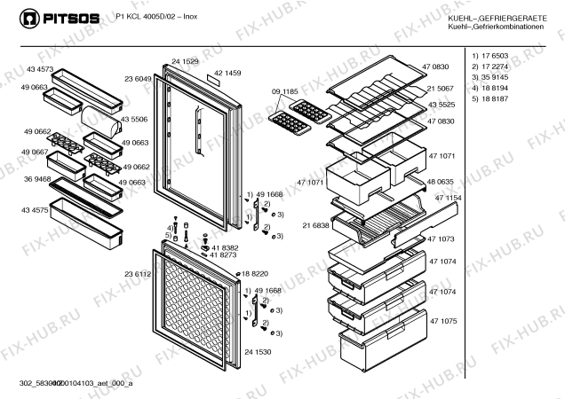 Схема №1 P1KCL4005D с изображением Дверь для холодильной камеры Bosch 00241529