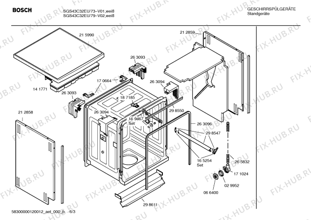Схема №1 SGS43C32EU с изображением Инструкция по эксплуатации для посудомоечной машины Bosch 00591104