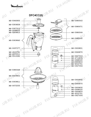 Взрыв-схема кухонного комбайна Moulinex DFC4CC(0) - Схема узла DP002449.3P2