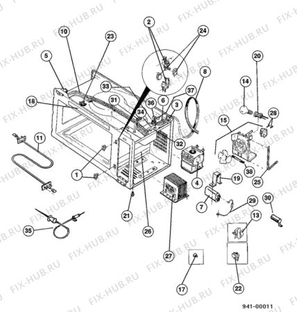 Взрыв-схема микроволновой печи Electrolux NF4080WLOT15 - Схема узла Functional parts