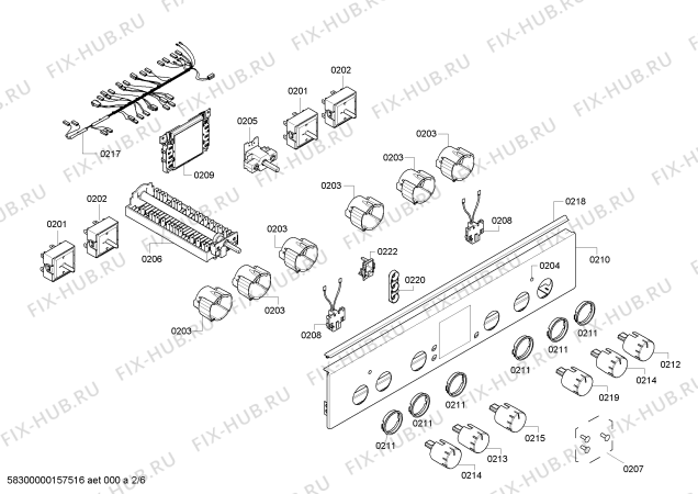 Взрыв-схема плиты (духовки) Bosch HCE744221V - Схема узла 02