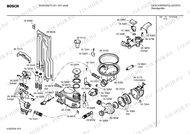 Взрыв-схема посудомоечной машины Bosch SGS5302TC - Схема узла 04