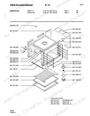 Взрыв-схема плиты (духовки) Aeg 5330V-W S 400V - Схема узла Section2