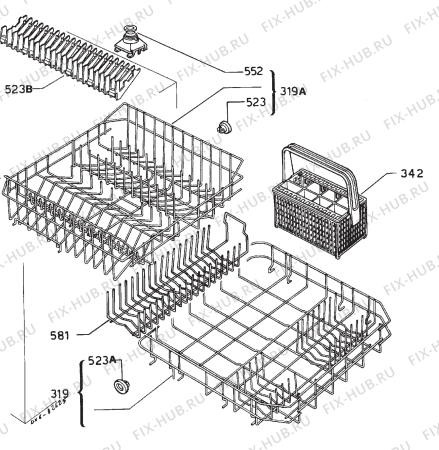 Взрыв-схема посудомоечной машины Zanussi ID1622W - Схема узла Basket 160