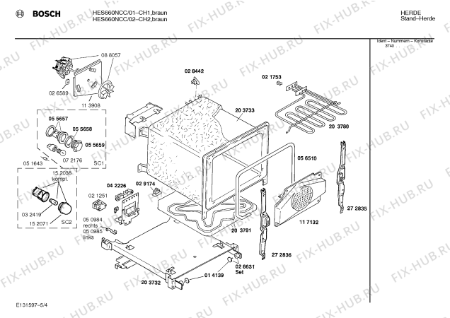 Взрыв-схема плиты (духовки) Bosch HES660NCC - Схема узла 04