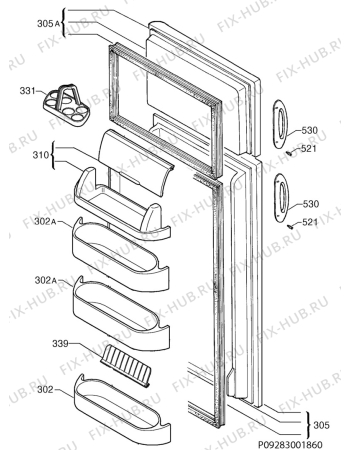 Взрыв-схема холодильника Electrolux ER7760D1 - Схема узла Door 003