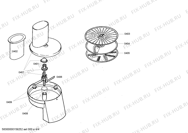 Взрыв-схема кухонного комбайна Bosch MUM4835 - Схема узла 04