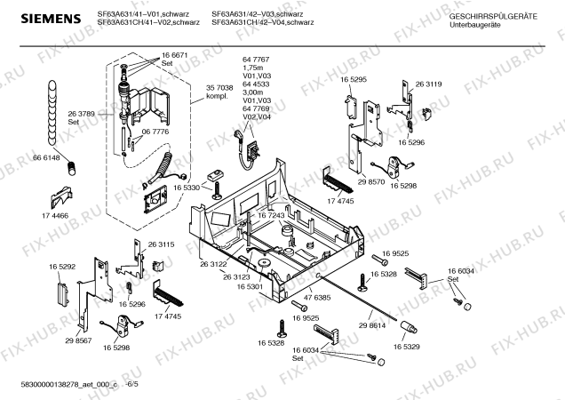 Схема №1 SF63A631 с изображением Инструкция по эксплуатации для посудомоечной машины Siemens 00565144