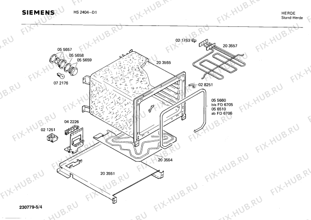 Схема №1 HS2404 с изображением Панель для плиты (духовки) Siemens 00117319