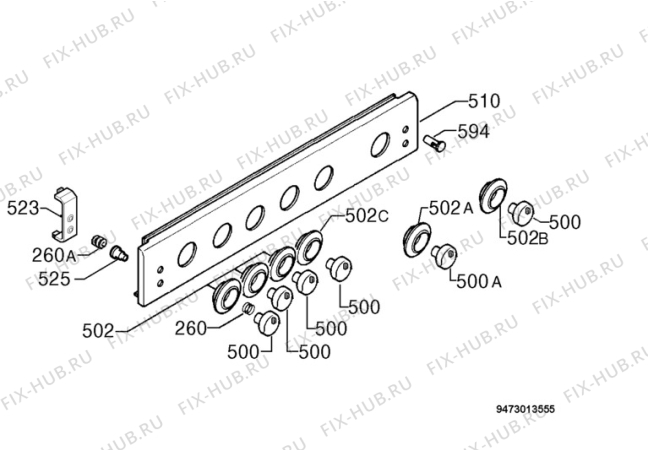 Взрыв-схема плиты (духовки) Electrolux 65G - Схема узла Command panel 037