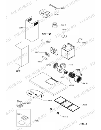 Схема №1 AKR 746 IX с изображением Спецнабор для электровытяжки Whirlpool 482000022247