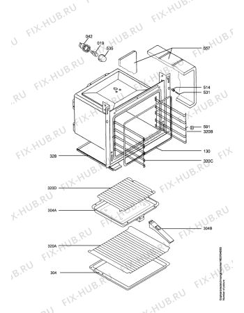 Взрыв-схема плиты (духовки) Aeg Electrolux B1180-4-M UK - Схема узла Oven