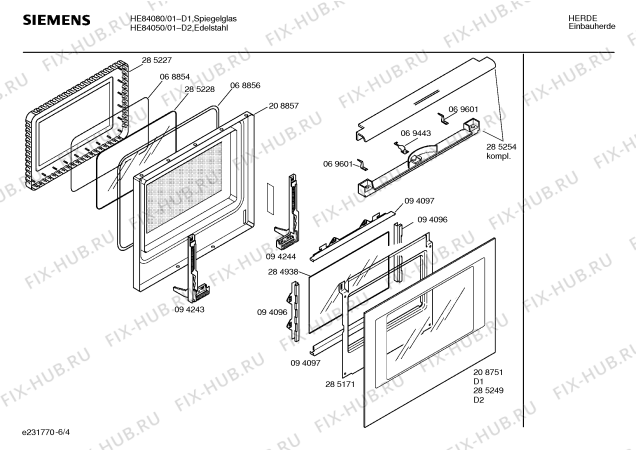 Взрыв-схема плиты (духовки) Siemens HE84080 - Схема узла 04