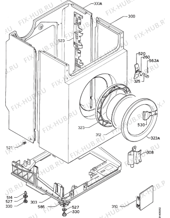 Взрыв-схема стиральной машины Zanussi FLS824C - Схема узла Cabinet + armatures