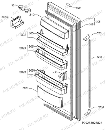 Взрыв-схема холодильника Aeg Electrolux S73800KMM0 - Схема узла Door 003