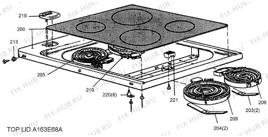 Взрыв-схема вытяжки Gorenje 650  A163E68A FI   -White FS 60 (900000374, A163E68A) - Схема узла 02