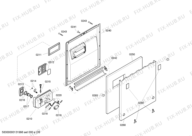 Схема №2 SL65E331EU с изображением Набор кнопок для посудомойки Bosch 00600475