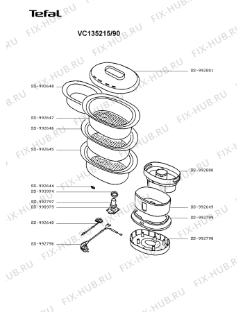 Схема №1 VC135215/90 с изображением Элемент корпуса для электромультиварки Tefal SS-992798