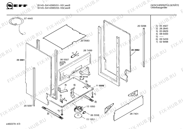 Схема №1 S4143W0 SI 145 с изображением Панель для посудомоечной машины Bosch 00289018