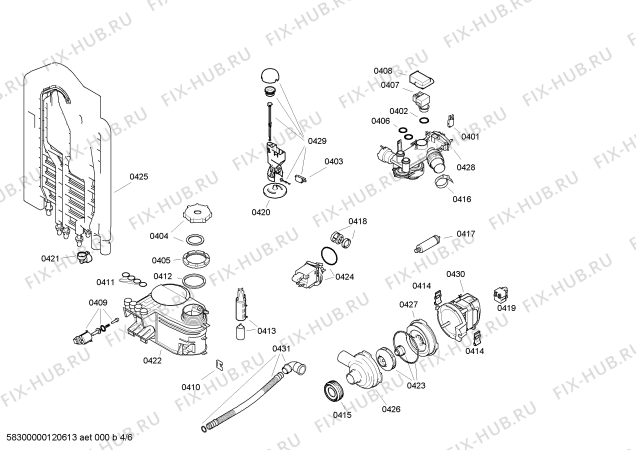 Взрыв-схема посудомоечной машины Bosch SGS44E72EU - Схема узла 04