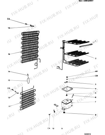 Взрыв-схема холодильника Whirlpool CI325W (F003445) - Схема узла