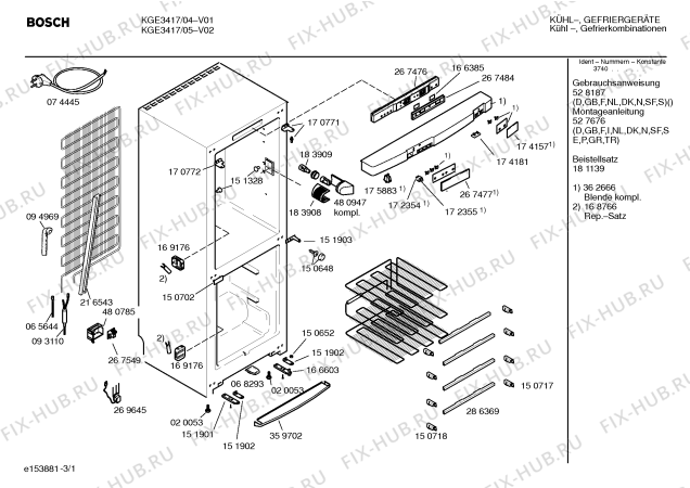 Схема №1 KGE3417 с изображением Руководство Bosch 00526887