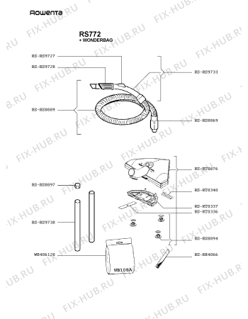 Взрыв-схема пылесоса Rowenta RS772 - Схема узла RS772FRW.__2