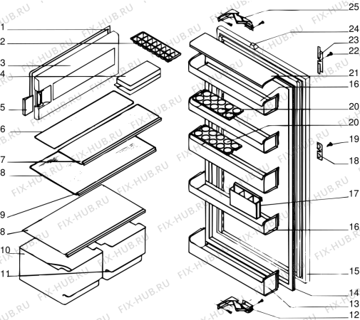 Схема №1 RF2436 (F006023) с изображением Рамка для холодильной камеры Indesit C00129913