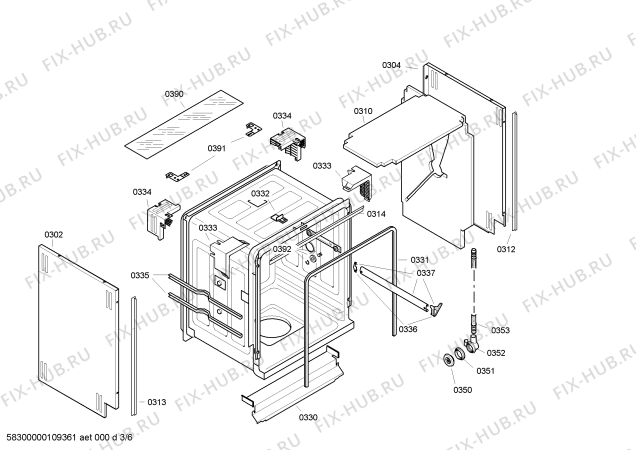 Взрыв-схема посудомоечной машины Bosch SGV55M23EU - Схема узла 03