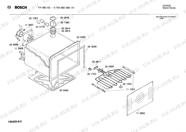Взрыв-схема плиты (духовки) Bosch 0750092048 EH682SG - Схема узла 04