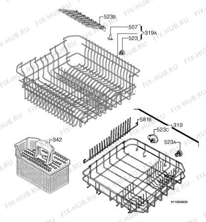 Взрыв-схема посудомоечной машины Arthurmartinelux ASF2632 - Схема узла Basket 160